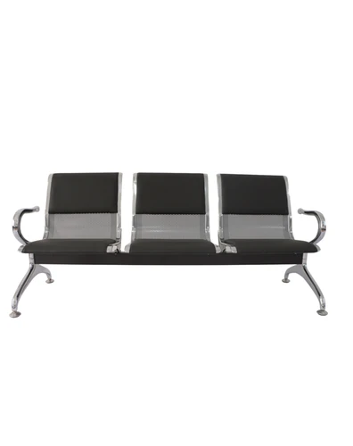 Longarina Dubai Com Estofado 3 Lugares Preto