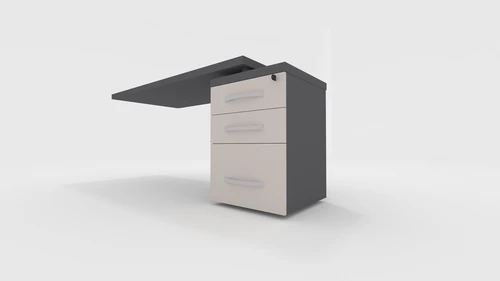 Mesa Auxiliar Império Com Gaveteiro Pedestal 03 Gavetas